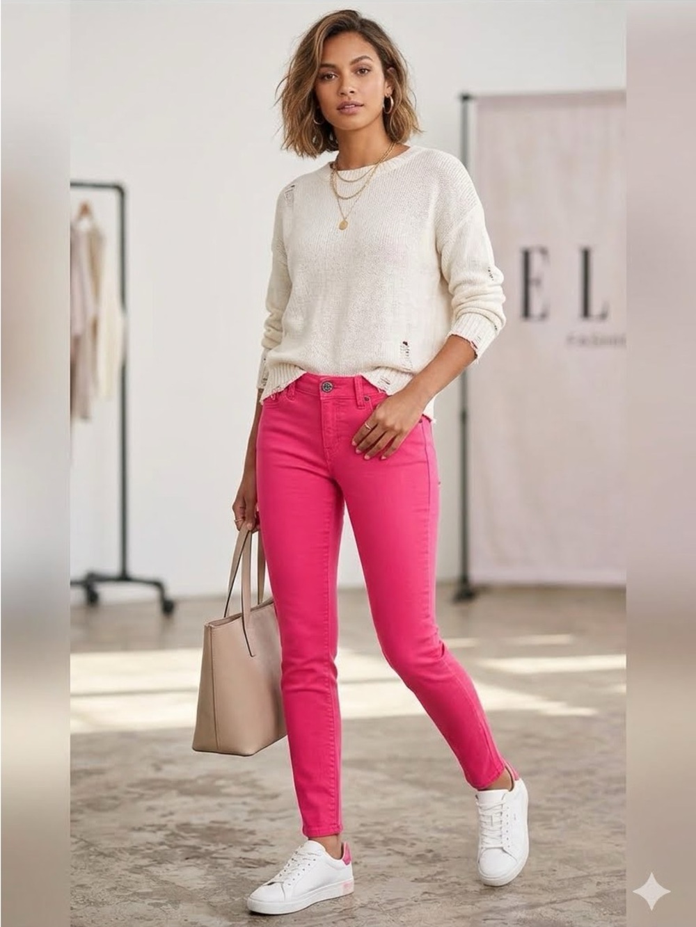 Elle Women's Jeans Cherry Red Skinny Size 8